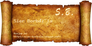 Sier Borbála névjegykártya